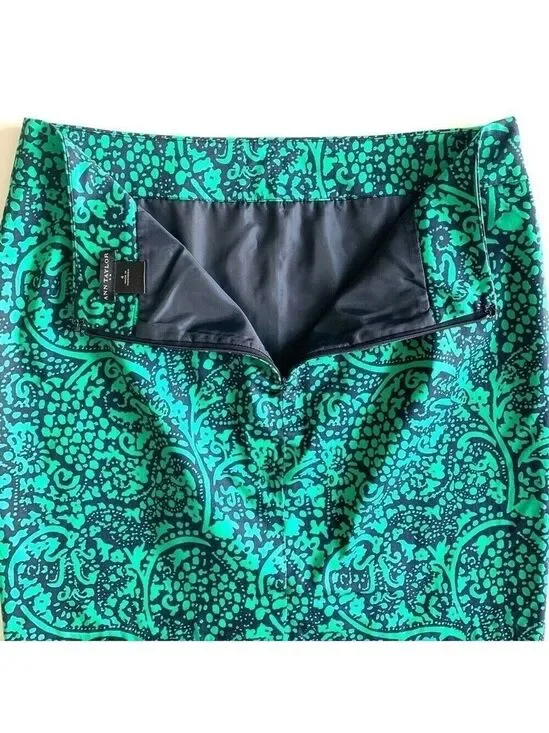 Ann Taylor Factory Green Patterned Mini Pencil Skirt Size 4 - Picture 6 of 11